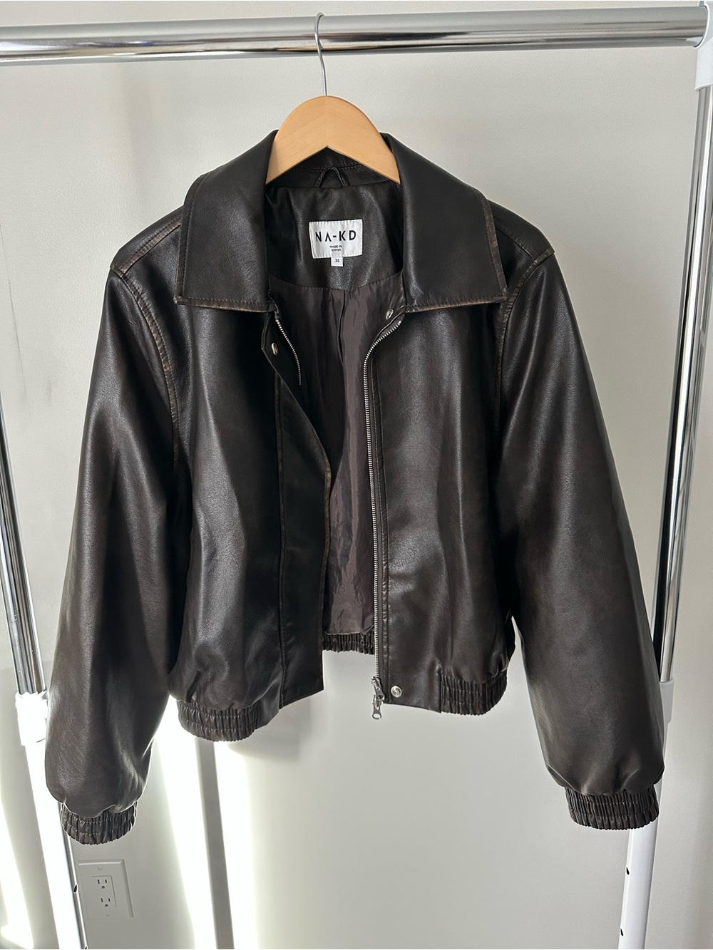 NA-KD Leather Bomber